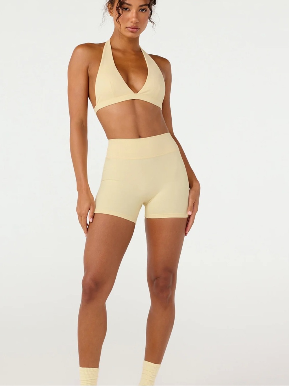 CSB form invisible scrunch 4” Bike Shorts in butter
